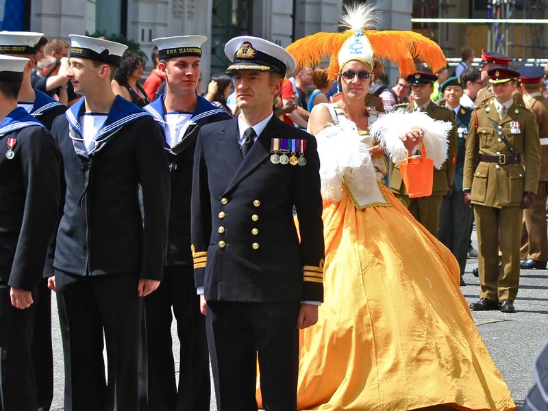 In Her Majesty's Service: Pride Parade, Piccadilly.  Photograph by Dan Mangan