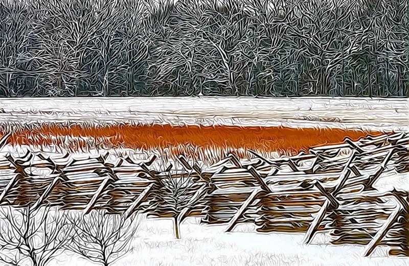 A Stillness in January: Henry Spangler Farm, Gettysburg – Right Flank of Pickett's Charge. Photograph by Dan Mangan